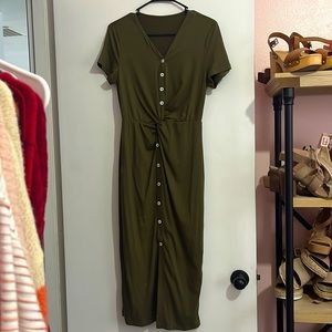 Olive green midi dress